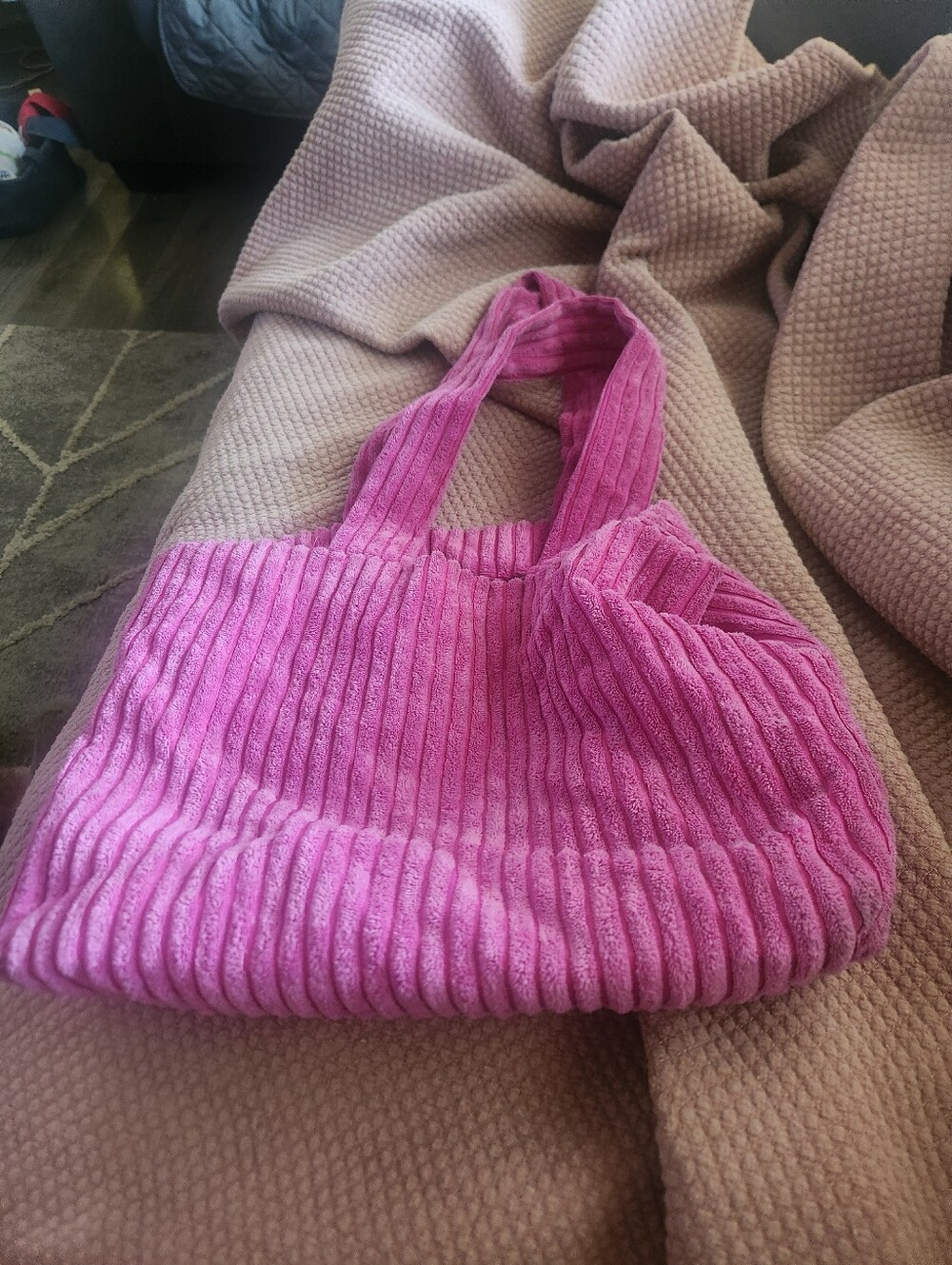 Wild Fable Large Bright Pink Ribbed Corduroy Tote Bag